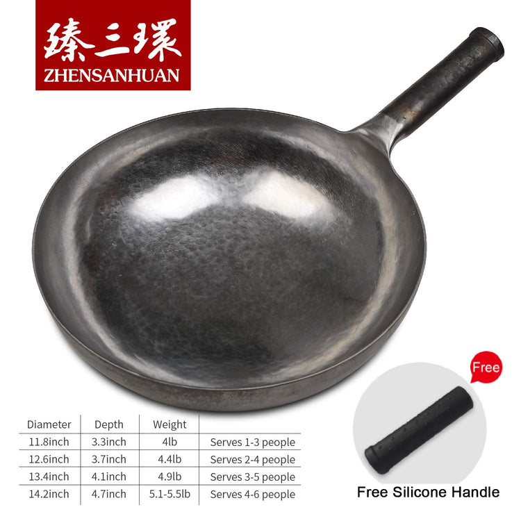 ZhenSanHuan Chinese Hand Hammered Iron Woks and Stir Fry Pans
