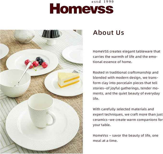 HomeVss, New Bone China Embossed Rain Drops 40pc Dinnerware Set