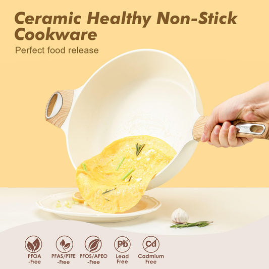 Ceramic Nonstick Frying Pan Skillet with Lid