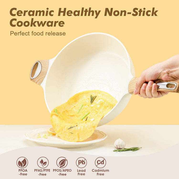 Ceramic Nonstick Frying Pan Skillet with Lid