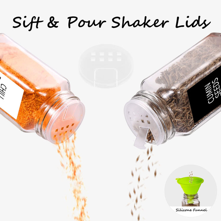 48 Pack Glass Spice Jars with Labels