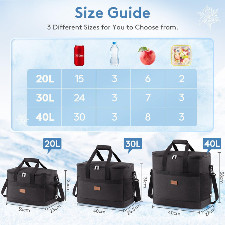 Cooler Bag 30 Cans Collapsible and Insulated Large Lunch Bag Leakproof Soft Cooler Portable for Camping (30 Count)