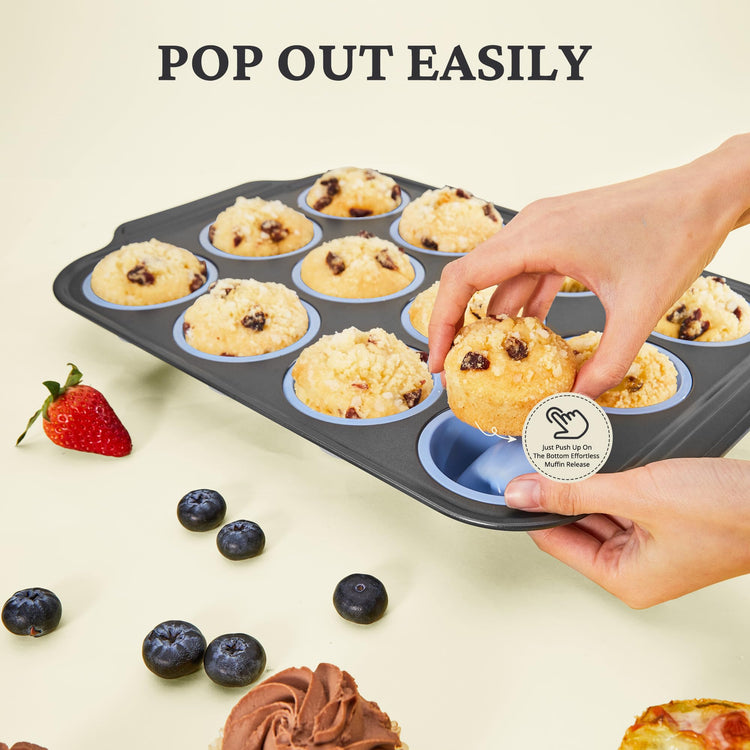 Silicone Muffin Pans for Baking with Metal Frame