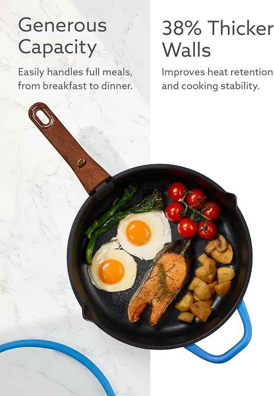 CAROTE 20Pcs Titanium Cookware Set, Pots and Pans Set Non Stick, Kitchen Cooking Set with Detachable Handle, Non Toxic Induction Cookware - Camping Cookware, Dishwasher/Oven Safe, Blue