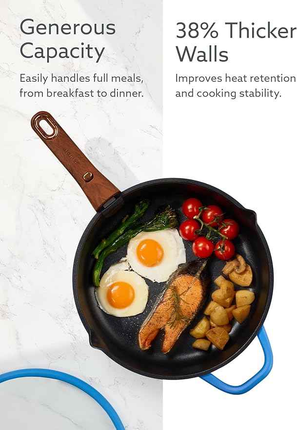CAROTE 20Pcs Titanium Cookware Set, Pots and Pans Set Non Stick, Kitchen Cooking Set with Detachable Handle, Non Toxic Induction Cookware - Camping Cookware, Dishwasher/Oven Safe, Blue