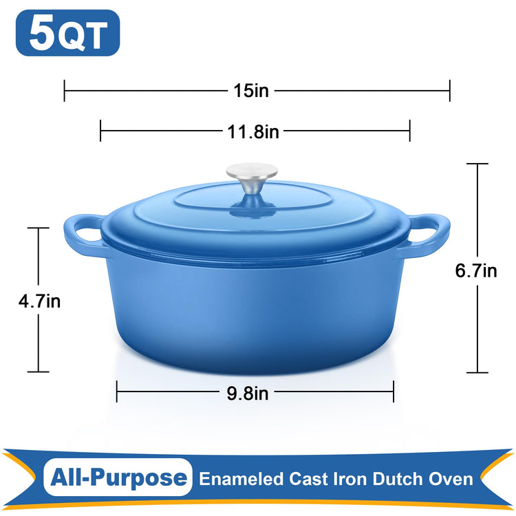 5QT Oval Dutch Oven Pot with Lid