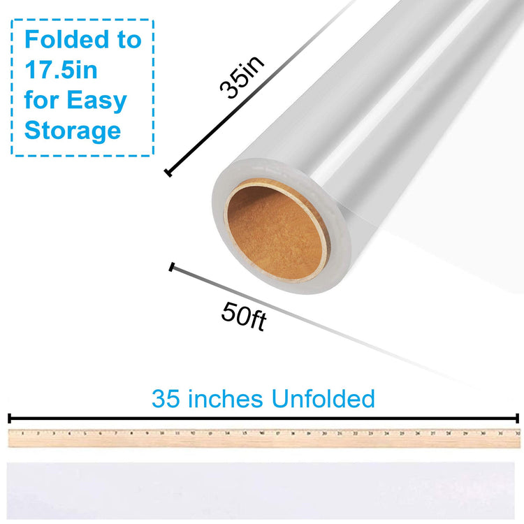 50' Long X 35” Wide Clear Cellophane Wrap Roll