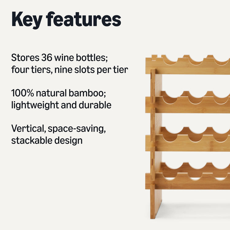 Stackable Natural Bamboo Wine Rack