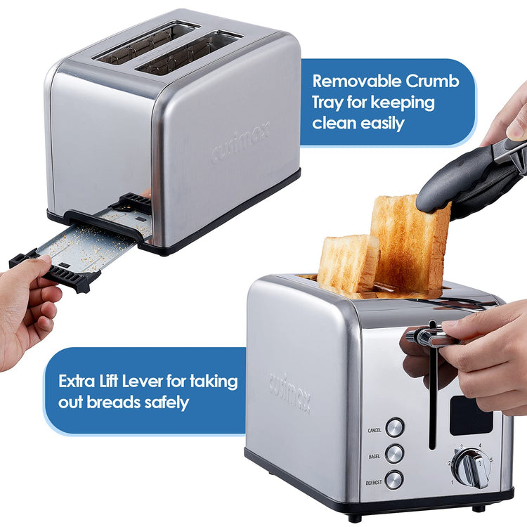 2 Slice Stainless Steel Toaster with Digital LED Display