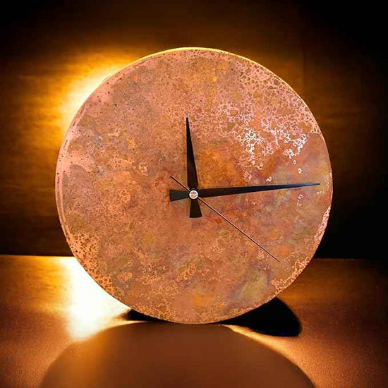 Handmade Copper Wall Clock Artisan Touch in Every Piece - Tree of Time Wall Decor Copper Clock for Living Room, Office, Kitchen & Bedroom (Rusty Clock, 11)