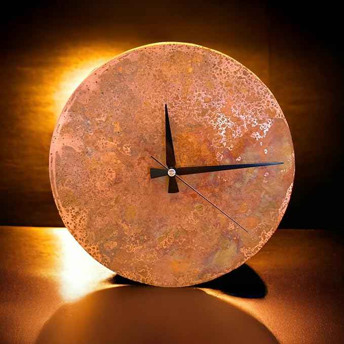Handmade Copper Wall Clock Artisan Touch in Every Piece - Tree of Time Wall Decor Copper Clock for Living Room, Office, Kitchen & Bedroom (Rusty Clock, 11)
