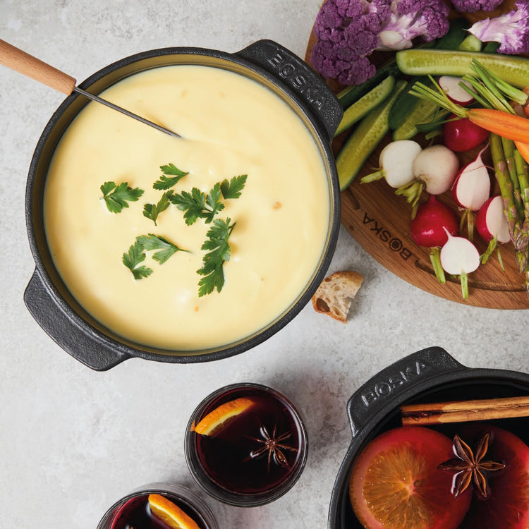Round Cast Iron Fondue Pot Party Pro