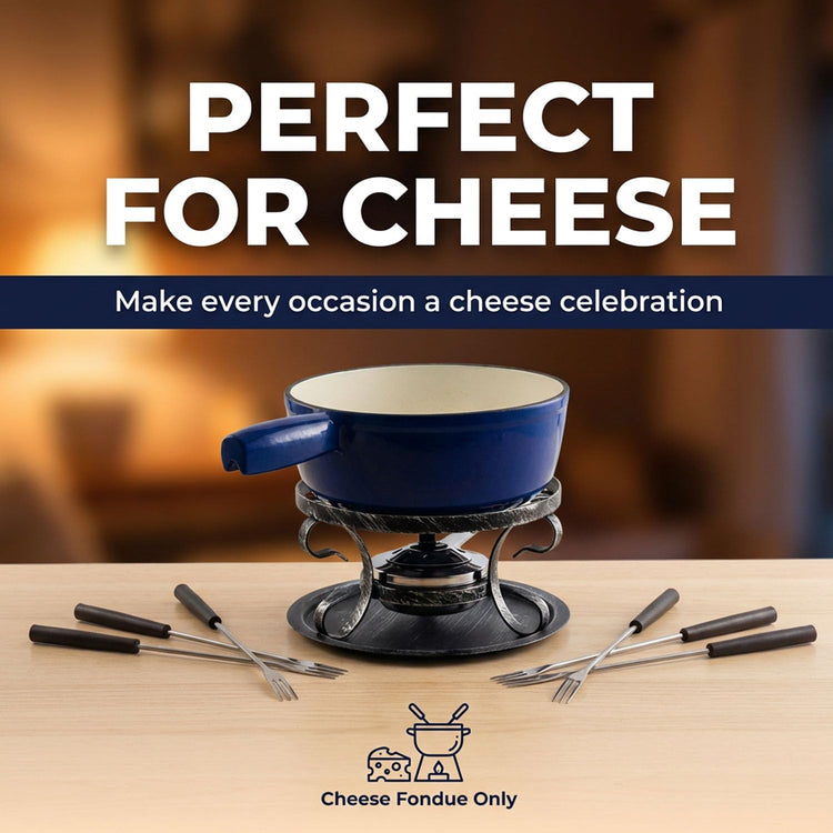 10 Piece Cast Iron Cheese Fondue Pot Set