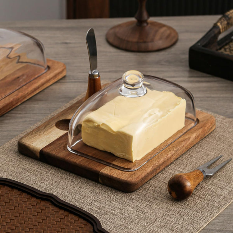 Butter Dish with Knife and Glass Lid