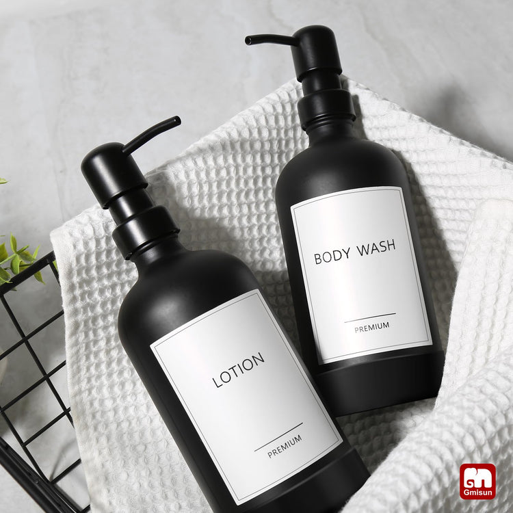 Black Soap Dispenser with Silicone Sleeve Boot (2 Count)