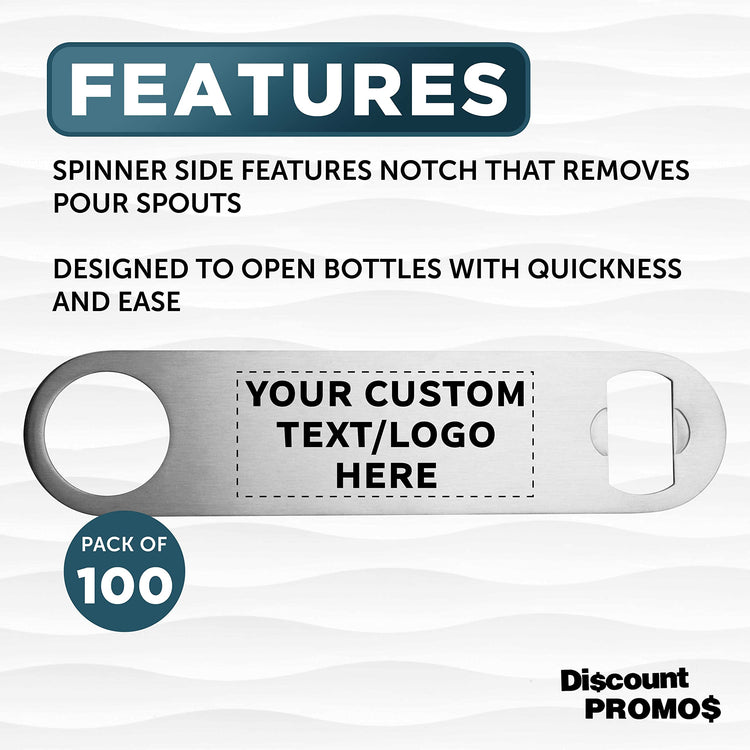 Custom Stainless Steel Beer Bottle Openers Set of 100 (100 Count)
