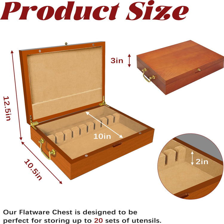 Silverware Storage Box Solid Wood with Lid
