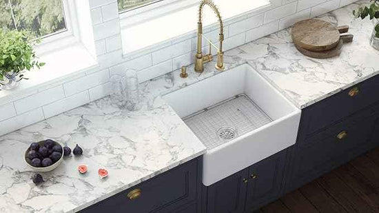Ruvati 23 x 18 inch Fireclay Farmhouse Apron-Front Kitchen Laundry Sink Single Bowl - White - RVL2468WH