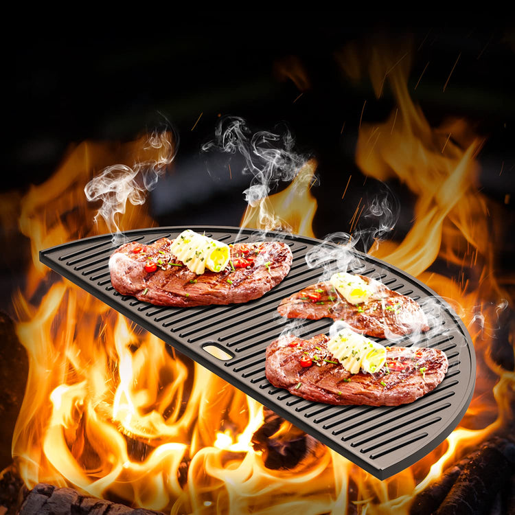 18" Half Moon Cast Iron Reversible Griddle for Kamado Joe KJ
