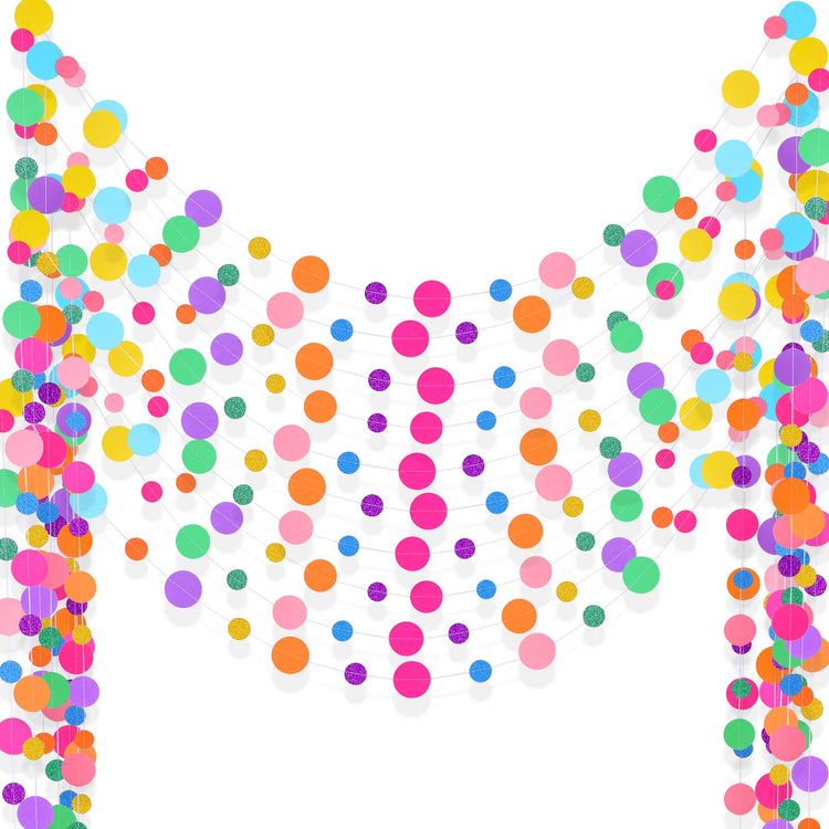 10 Pieces Circle Garland Party Paper Dot Banners (131 Foot)