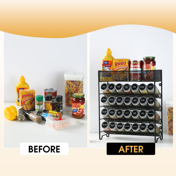 Spice Rack Organizer with 28 Spice Jars