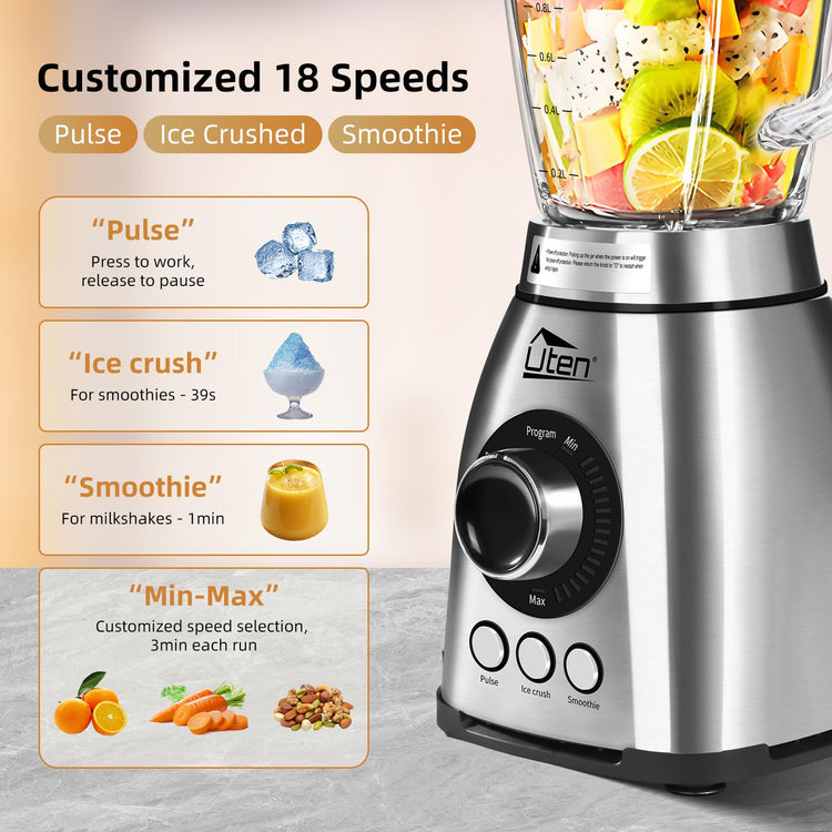 800 Watt Fast Countertop Blender for Smoothies and Shakes