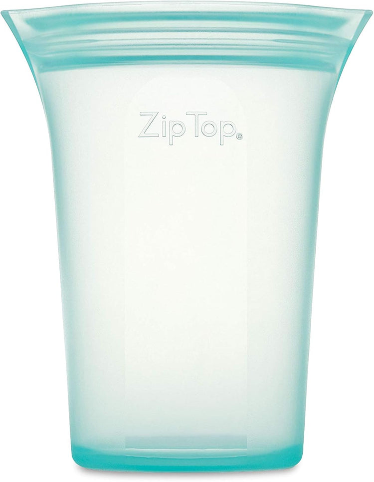 Zip Top Reusable Food Storage Bags | Medium Cup [Teal] | Silicone Meal Prep Container | Microwave, Dishwasher and Freezer Safe | Made in the USA
