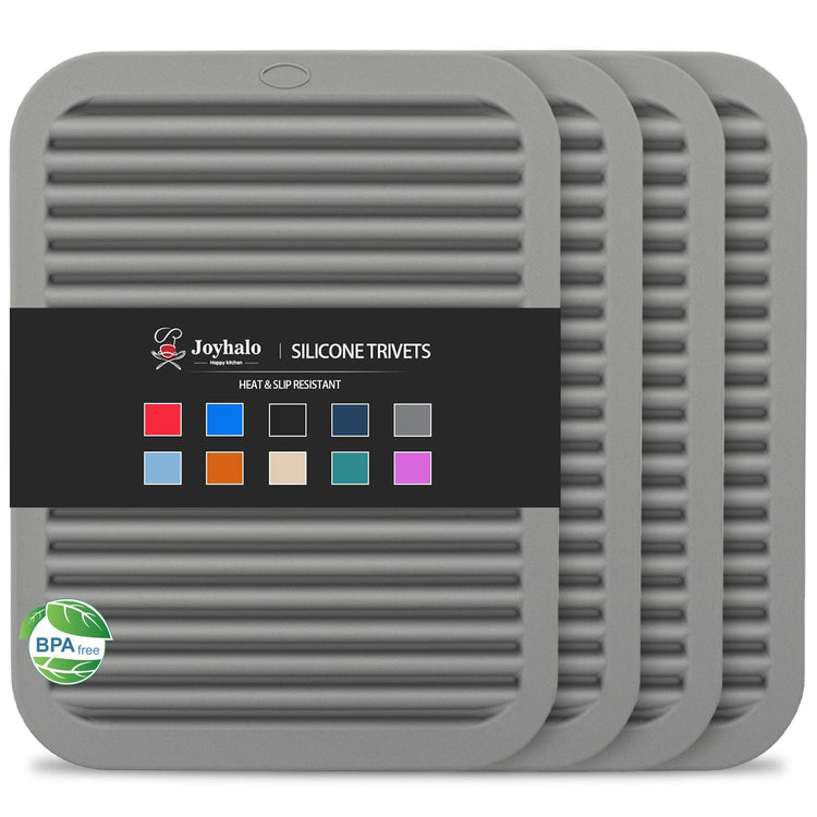 4 Pack Square Silicone Trivets (4 Count)