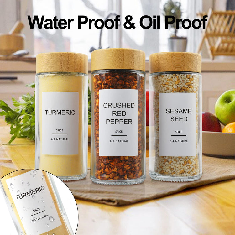 Glass Spice Jars with 398 Labels (24 Count)