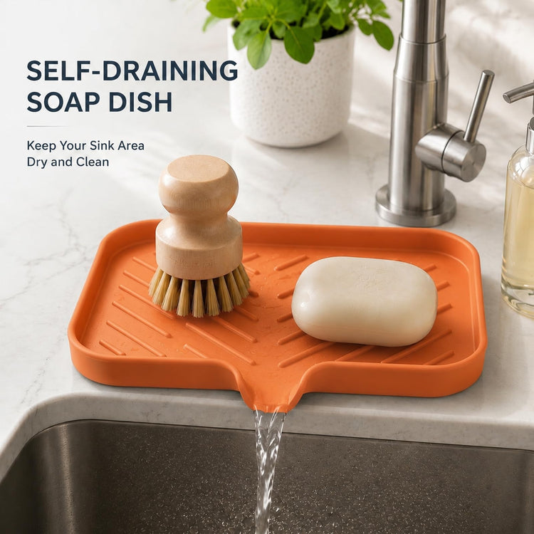 Silicone Soap Dish with Drain Spout