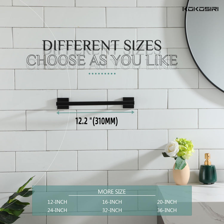 Bathroom Towel Bars 12 Inch Towel Ring Matte Black 30CM Hand Towel Holder for Bath Kitchen Wall Stainless Steel B4005BK