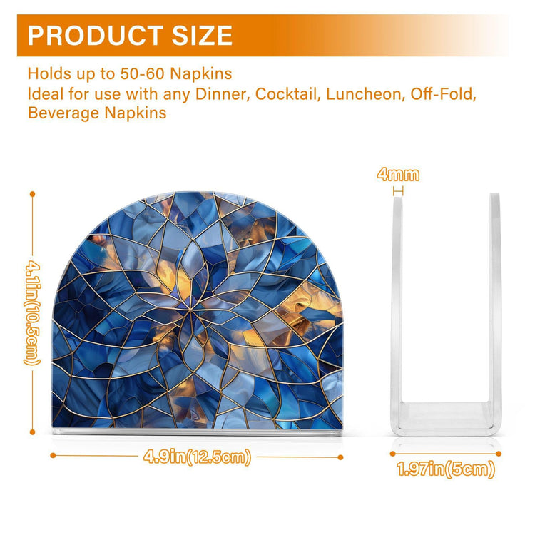 Stained Glass Blue Pattern Napkin Holder for Table Paper Napkins Holder Acrylic Tissue Dispenser Kitchen Dining Room Bathroom Party Car Decor