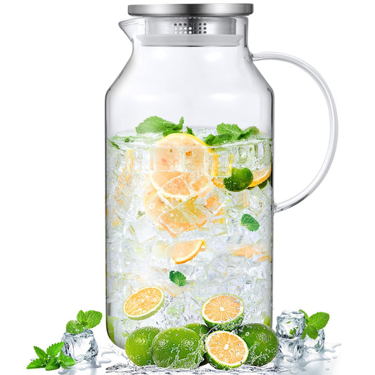 1 Gallon Glass Pitcher with Lid and Handle