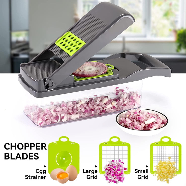 Multi Function Vegetable Chopper Onion Micer Chopper 12 in 1 Pro Veggie Slicer Dicer Cutter with Container for Potatoes