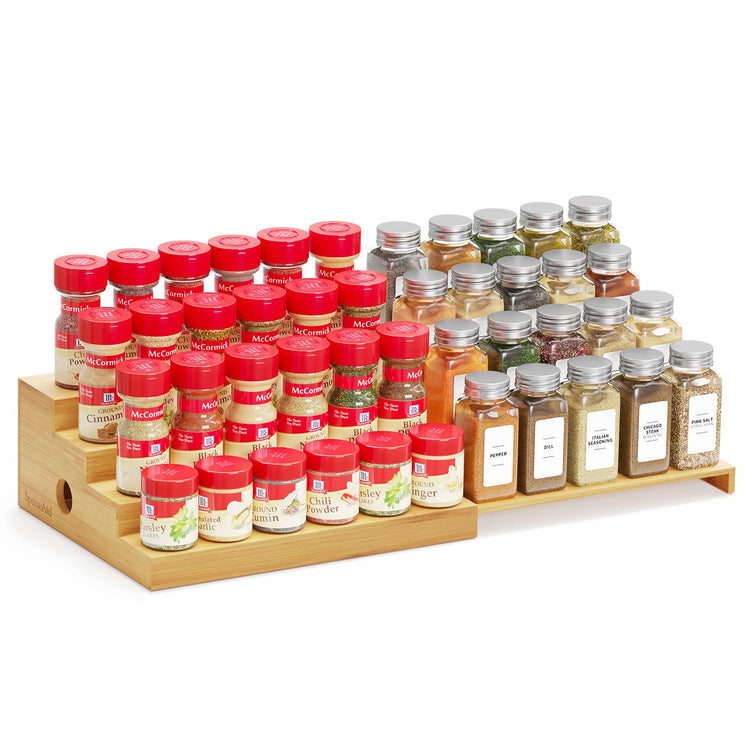 4 Tier Bamboo Spice Rack Organizer for Cabinet