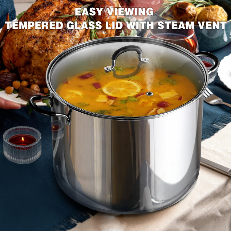 Professional 20 Quart Stainless Steel Stock Pot with Lid