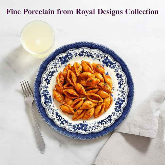 Tudor Royal 12-Piece Porcelain Round Dinnerware Set, Service for 4, Victoria Blue Design, Blue Floral, Plates Bowls Dishes, Glossy, Premium Quality Tableware, Unique Pattern