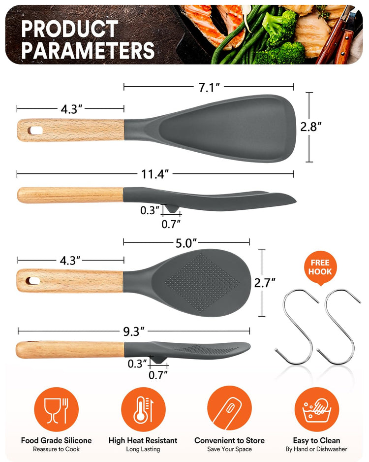 Cooking Spoon and Rice Scooper for Nonstick Cookware