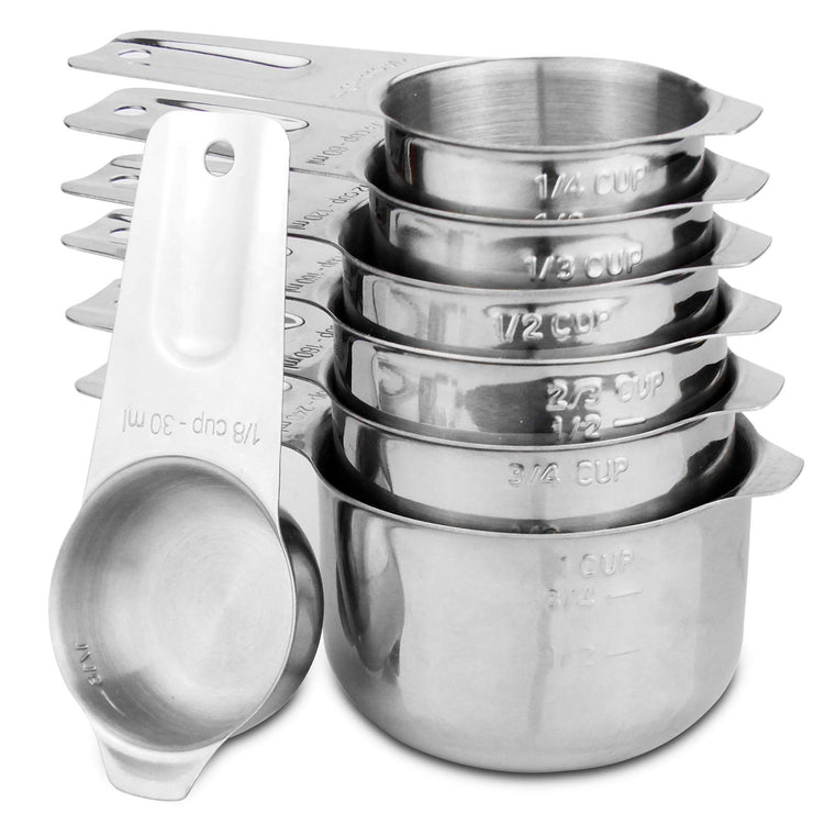 7-Piece 18/8 Stainless Steel Measuring Cups Set, Silver