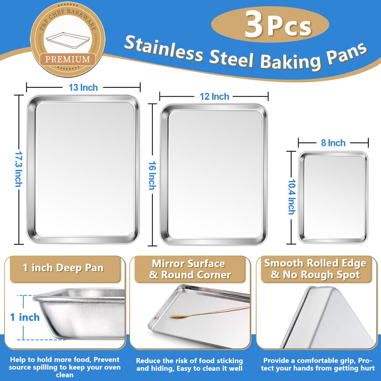 17.5 + 16 + 10.4 Inch Baking Sheet Pan and Cooking Rack