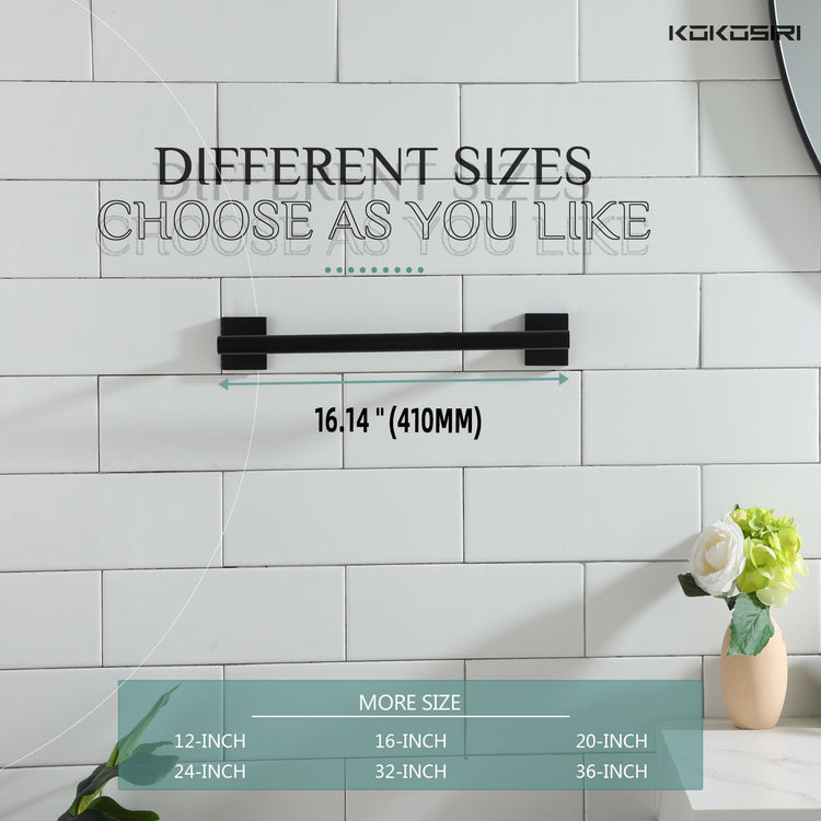 Bathroom Towel Bars 16 Inch Towel Rail Matte Black 40CM Hand Towel Holder for Bath Kitchen Wall Stainless Steel B4005BK