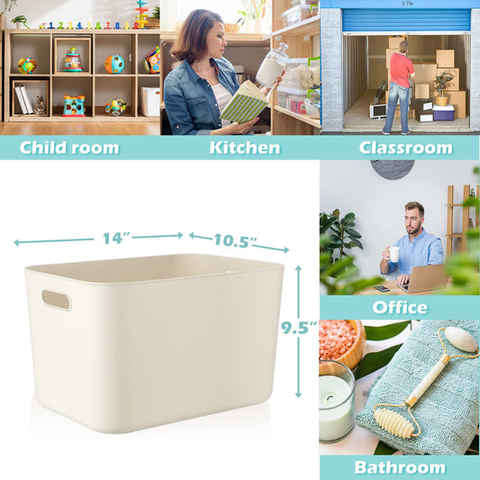 Plastic Storage Bins 10 Pcs White Pantry Organizer Bins Small Baskets Storage Containers for Home Kitchen (10 Count)