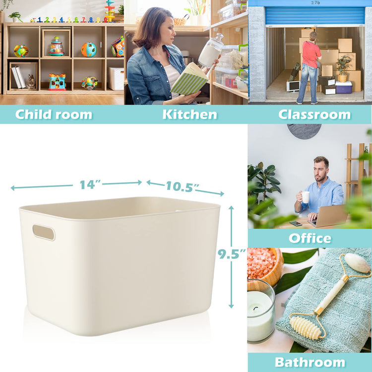 Plastic Storage Bins 10 Pcs White Pantry Organizer Bins Small Baskets Storage Containers for Home Kitchen (10 Count)