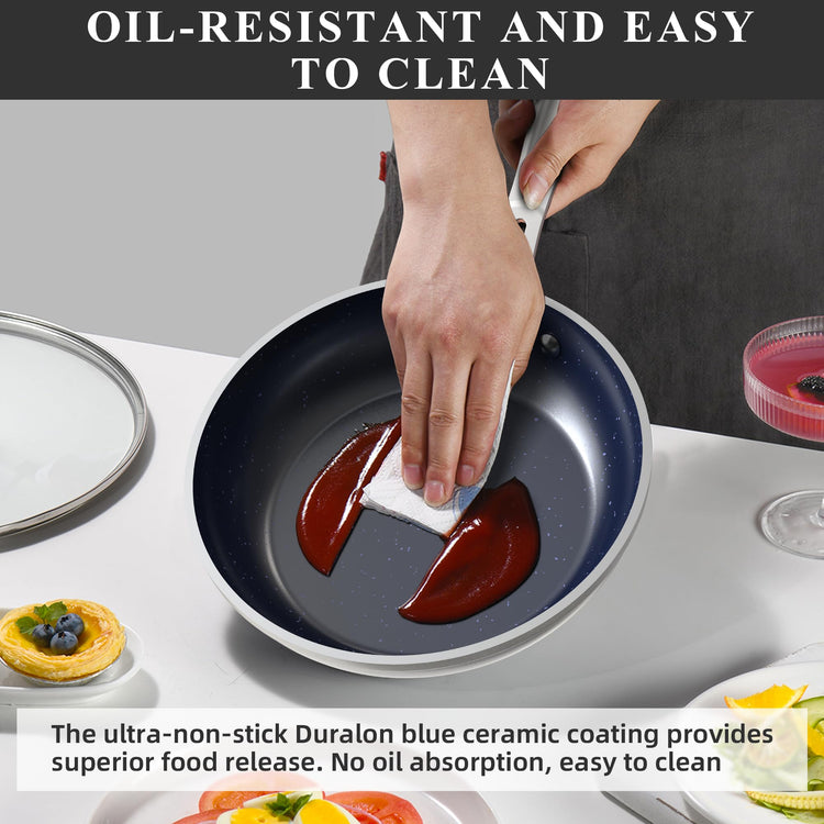 Healthy Duralon Blue Ceramic Nonstick Cookware Set