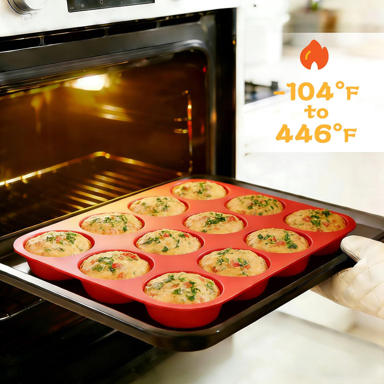 12 Cups Silicone Muffin Pans for Baking Cupcake Pan Nonstick Silicone Molds