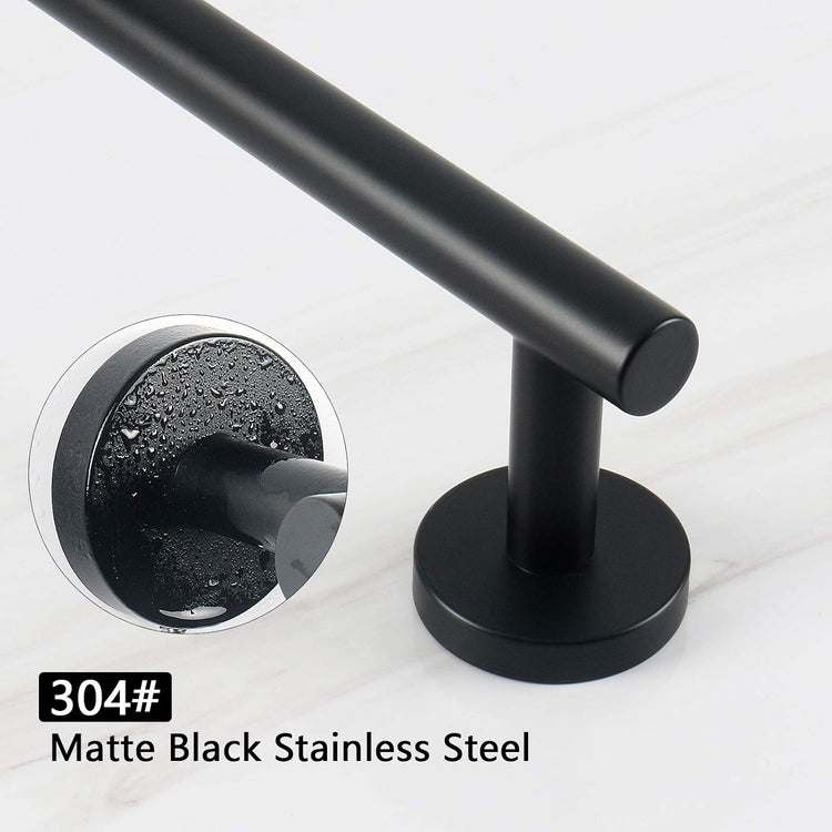 NearMoon Bath Towel Bar, Bath Accessories Thicken Stainless Steel Shower Towel Rack for Bathroom, Towel Holder Wall Mounted (1 Pack, Matte Black, 12 Inch)