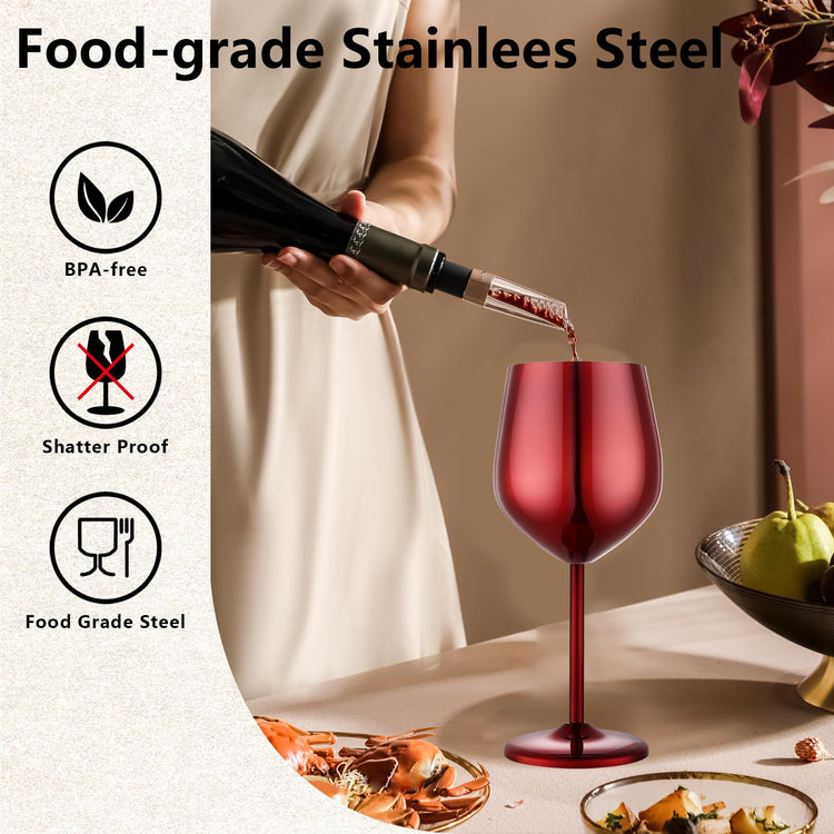 Unbreakable Stainless Steel Wine Glasses Set of 2 (2 Count)
