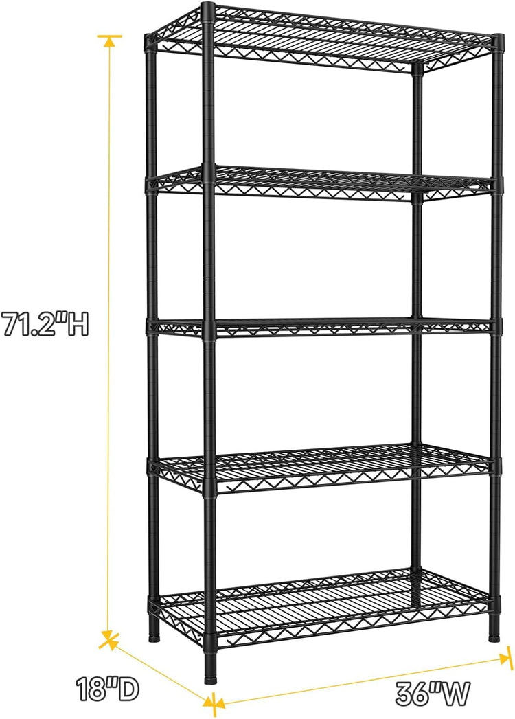 SINGAYE 5 Garage Heavy Duty Shelving Unit Kitchen Pantry Close Home Organizers and Storage Bathroom Shelf Laundry Room Organization Industrial Book Metal Wire Adjustable Shelves