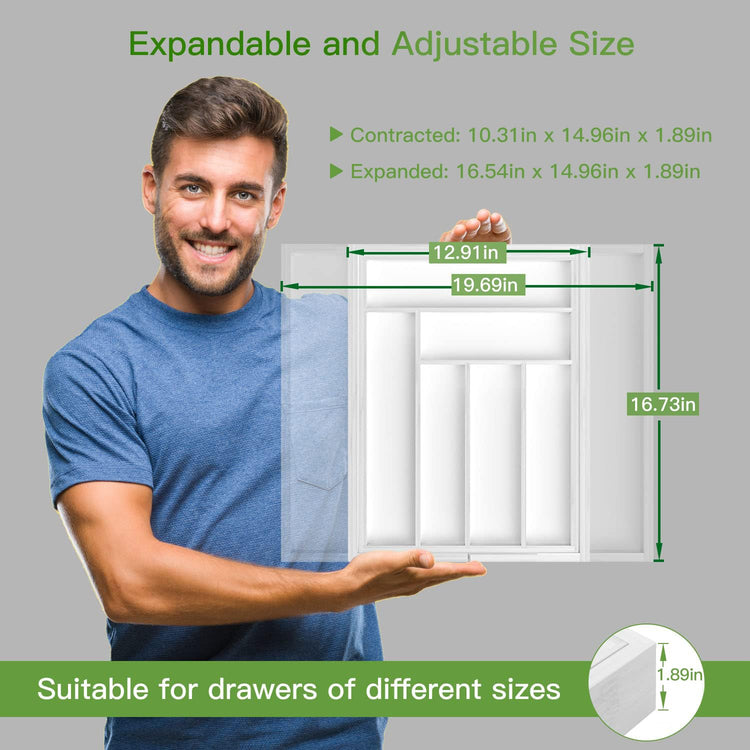Bamboo Expandable Drawer Organizer for Utensils Holder