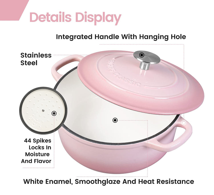 Enameled Cast Iron Covered 5.5 Quart Dutch Oven with Dual Handle
